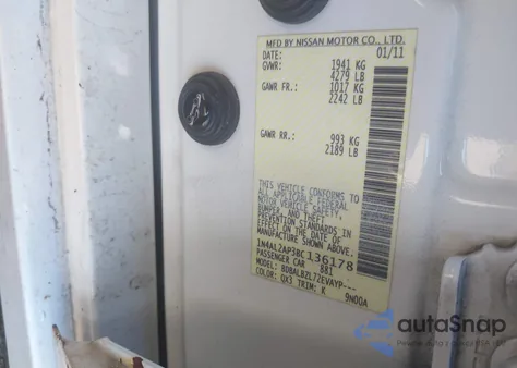 2011 Nissan Altima 2.5 S z USA, uszkodzony, nr VIN 1N4AL2AP3BC136178